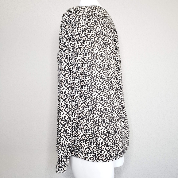 LOFT | Leopard Animal Print Long Sleeve Blouse S - Picture 5 of 7